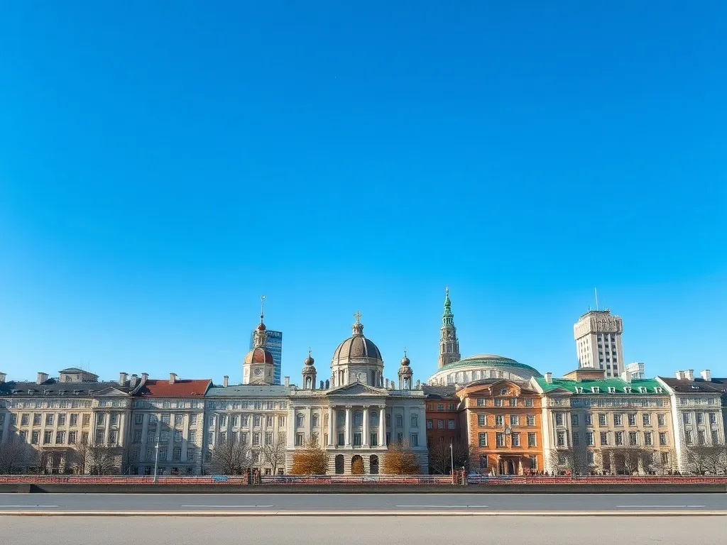 A minimalist, high-contrast architectural photo of Debrecen